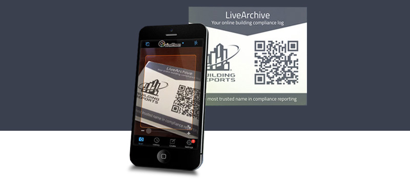 Phone camera capturing LiveArchive QR code.